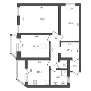 3-к квартира, вторичка, 101м2, 9/14 этаж