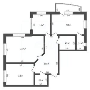 3-к квартира, вторичка, 98м2, 4/18 этаж