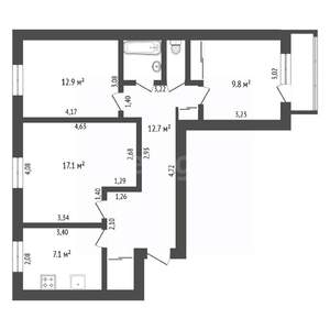 3-к квартира, вторичка, 65м2, 3/5 этаж