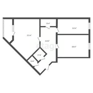 2-к квартира, вторичка, 82м2, 14/14 этаж