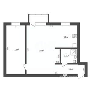 2-к квартира, вторичка, 46м2, 3/3 этаж