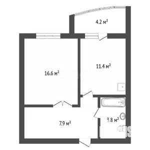 1-к квартира, вторичка, 42м2, 6/15 этаж