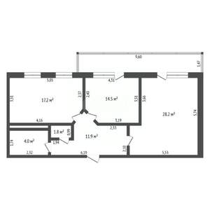 2-к квартира, вторичка, 78м2, 12/18 этаж