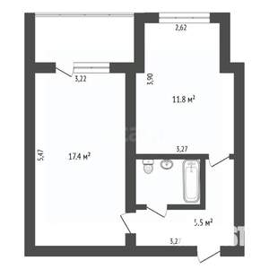 1-к квартира, вторичка, 40м2, 2/5 этаж
