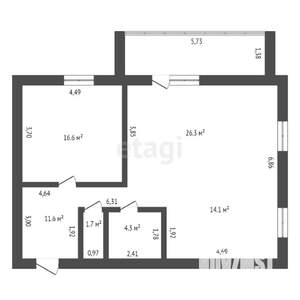 1-к квартира, вторичка, 79м2, 8/16 этаж