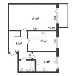 2-к квартира, вторичка, 42м2, 4/5 этаж