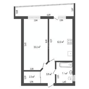 1-к квартира, вторичка, 40м2, 8/9 этаж