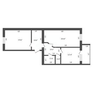 2-к квартира, вторичка, 71м2, 6/10 этаж