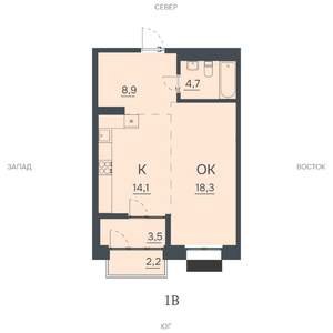 1-к квартира, строящийся дом, 52м2, 4/12 этаж