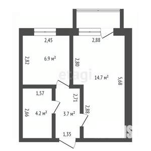 1-к квартира, вторичка, 30м2, 2/3 этаж