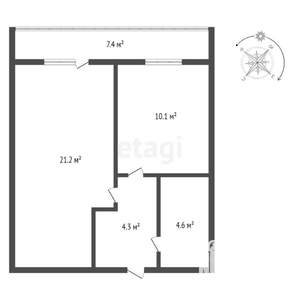 1-к квартира, вторичка, 40м2, 9/10 этаж