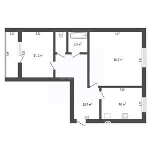 2-к квартира, вторичка, 48м2, 1/5 этаж