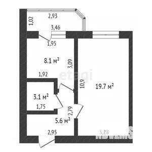 1-к квартира, вторичка, 38м2, 5/9 этаж