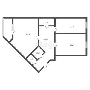 2-к квартира, вторичка, 82м2, 14/14 этаж