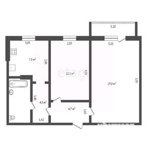 2-к квартира, вторичка, 53м2, 5/5 этаж