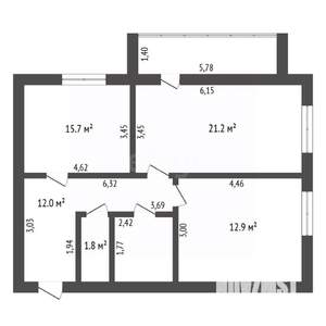 2-к квартира, вторичка, 68м2, 14/15 этаж