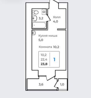 Студия квартира, вторичка, 24м2, 4/14 этаж