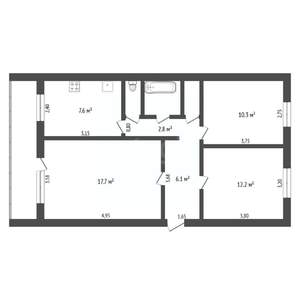 3-к квартира, вторичка, 65м2, 2/5 этаж