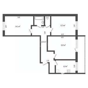 3-к квартира, вторичка, 69м2, 7/9 этаж